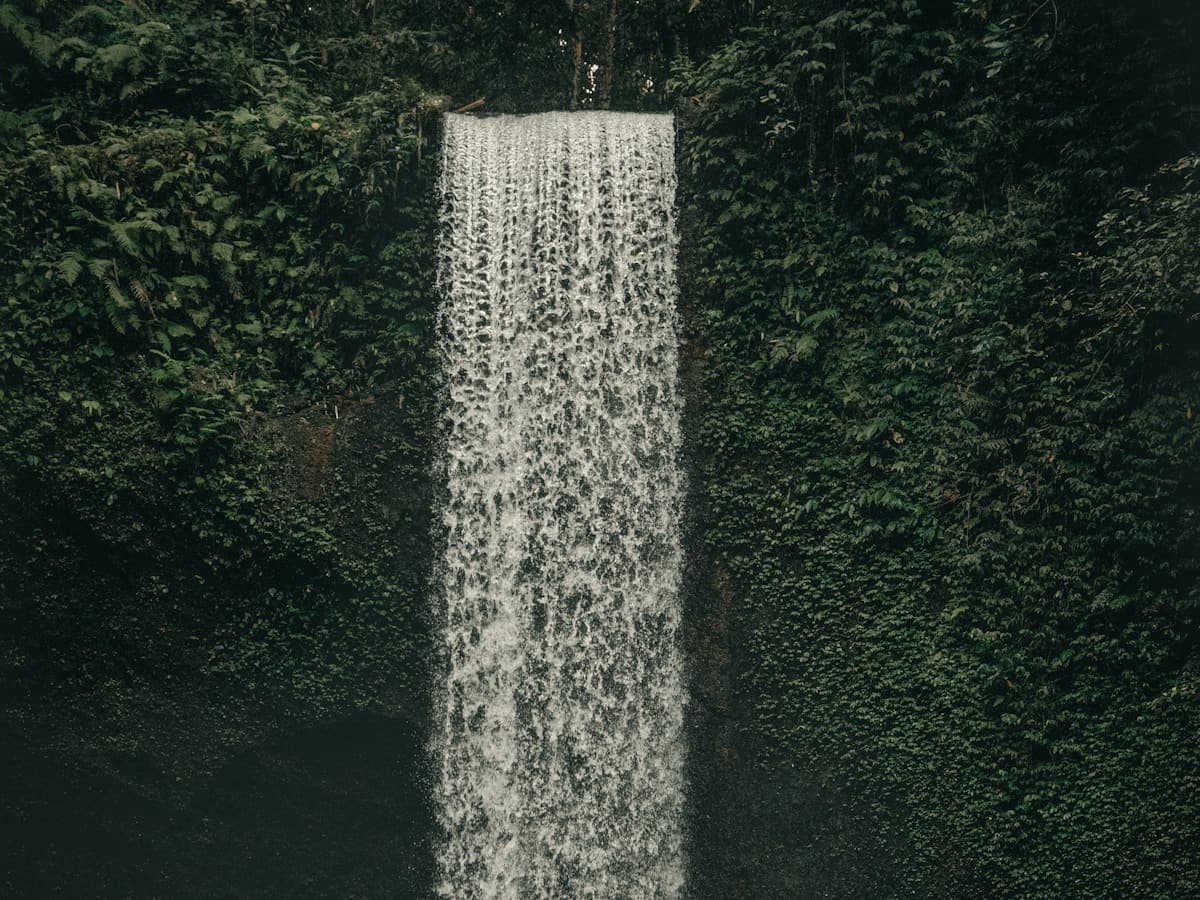 Bali Munduk — Munduk waterfall plunging through the north Bali highland jungle