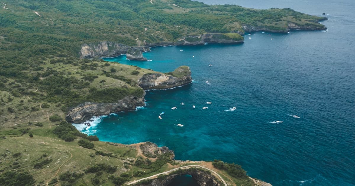 Bali — Angel's Billabong natural pool aerial view, Nusa Penida