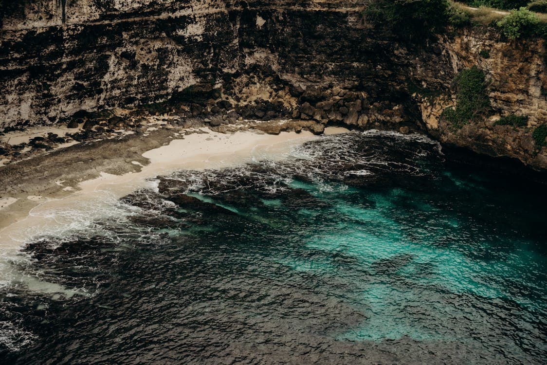 Bali — aerial view of coastal rock formation near Nusa Lembongan